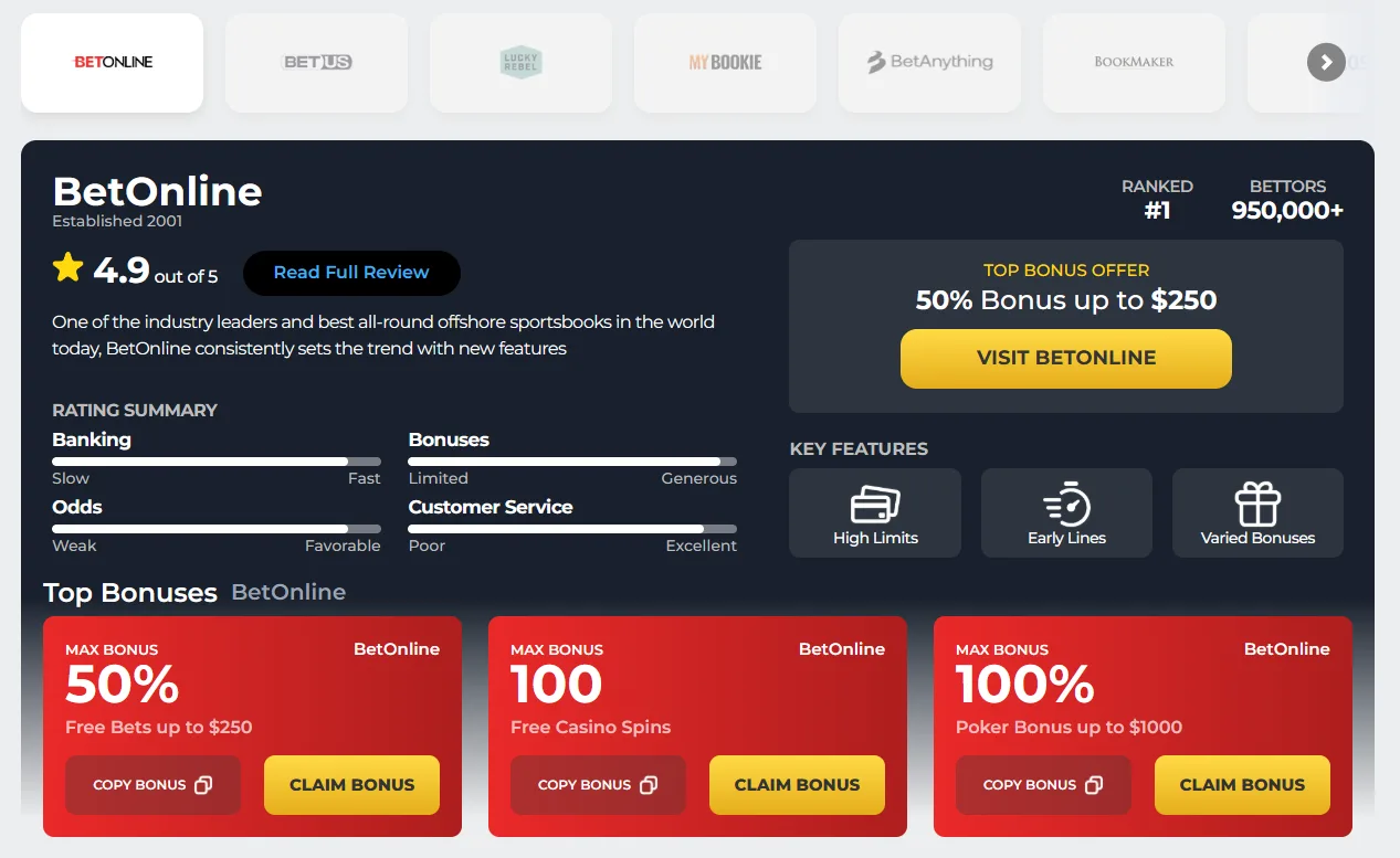 Sportsbook odds and bookmaker data interface